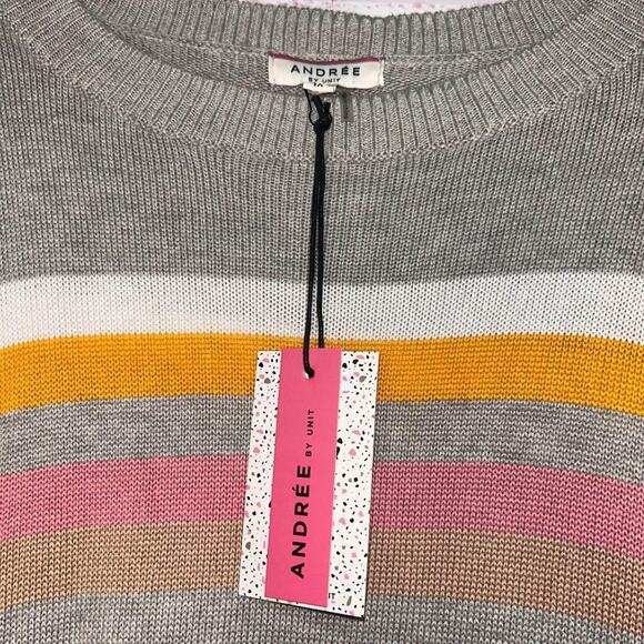 New | Gray Striped Andrée By Unit Boutique Sweater | Women’s 1X - Picture 2 of 4